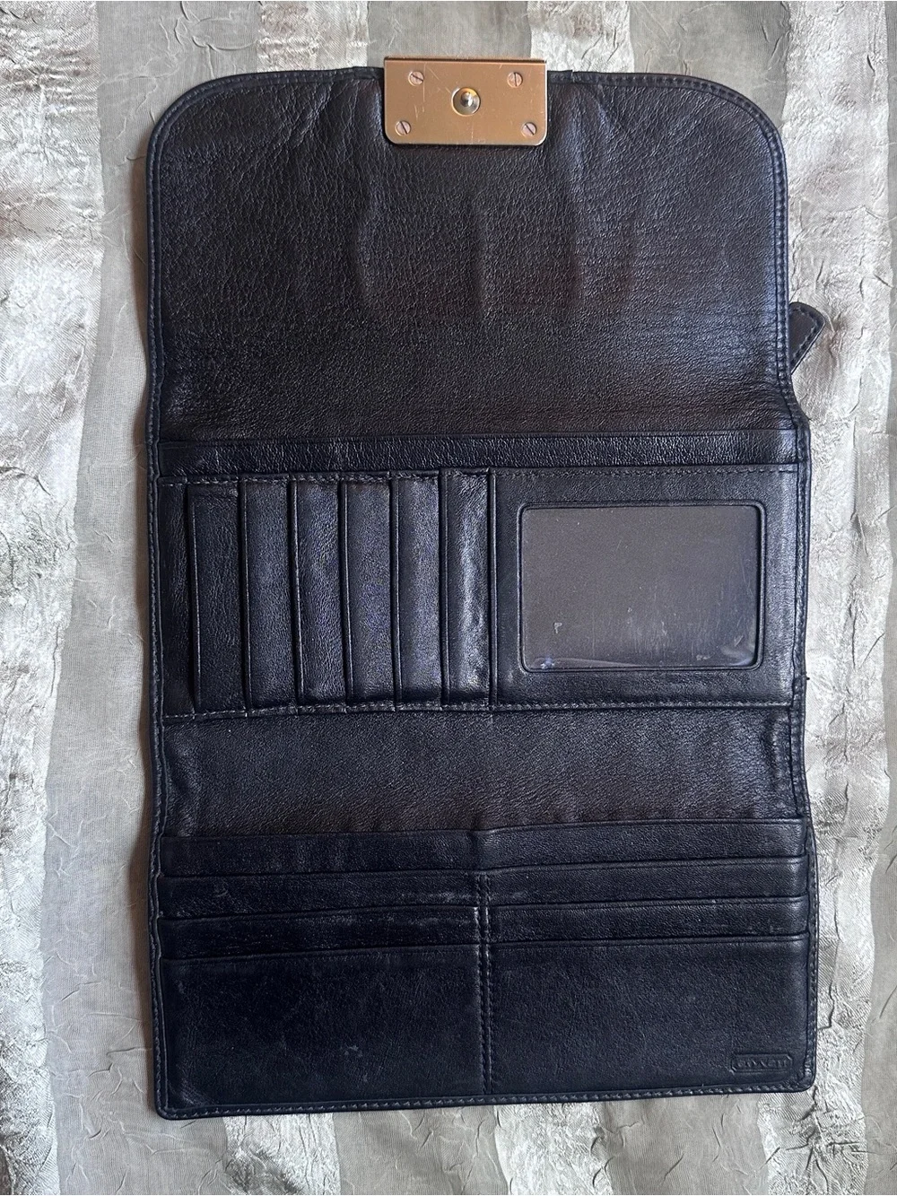 Y2K Coach Black Signature Canvas Wallet Set with Silver-Tone Hardware